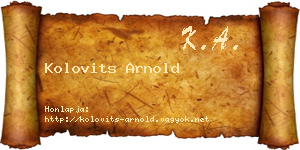 Kolovits Arnold névjegykártya
